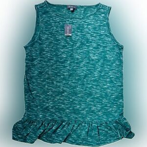 Teal Sleeveless Top with Ruffle Hem the limited cotton knit small